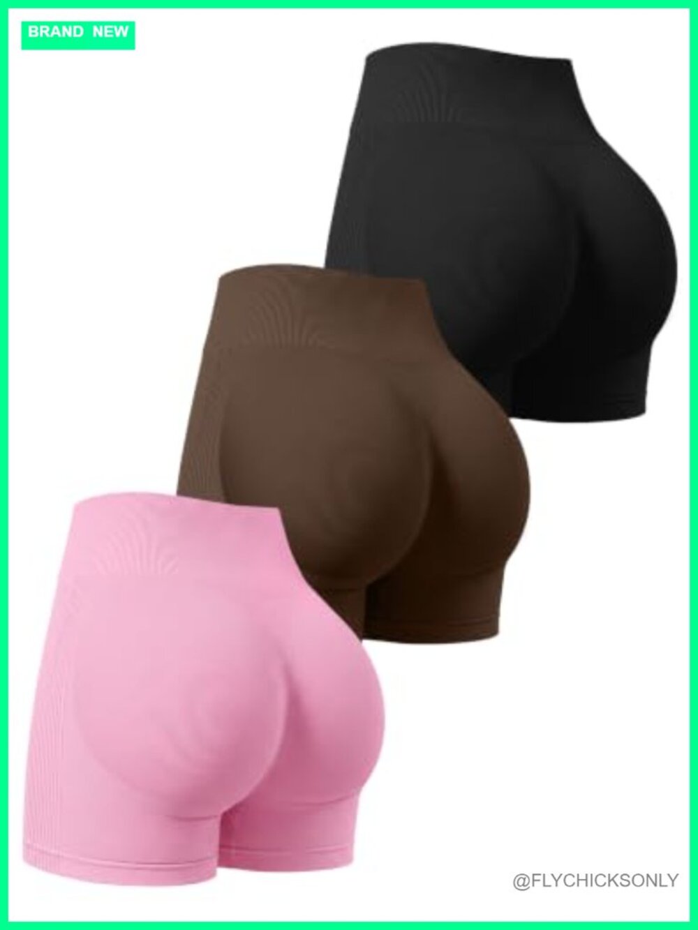 3 Pack Seamless High Waist Butt Lifting Workout Shorts Gym Yoga Biker